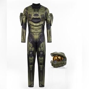 Master Chief Green Armor Suit with Helmet Halo Game Costume Age 8 Medium